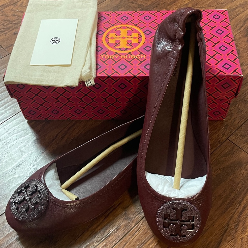 Tory Burch Burgundy Flats
